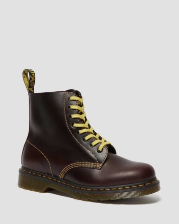 Dr Martens 1460 Pascal Atlas Leather Šnurovacie Čižmy Damske Bordove | 2579-IFUVM